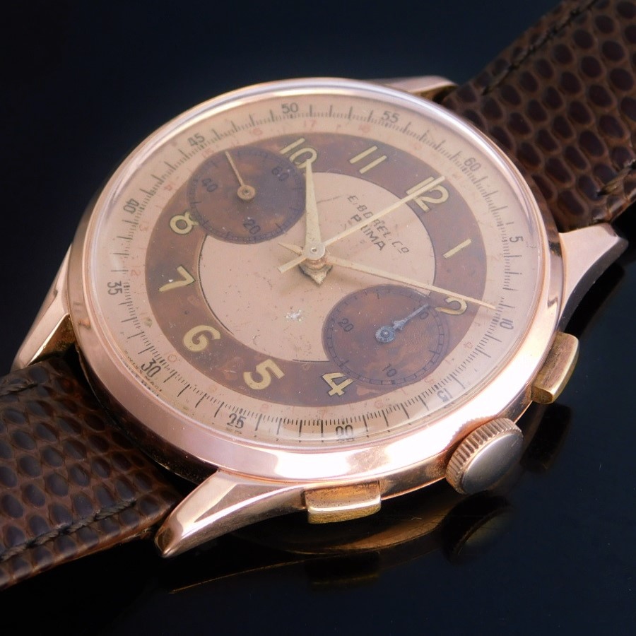 ★★★ ERNEST BOREL Co ★★★  “18K Solid Rose Gold -PRIMA- Tropical Chronograph Dial★18金無垢ローズゴールド　”プリマ” トロピカルクロノグラフダイアル  Ref.8373/Cal.23のサムネイル