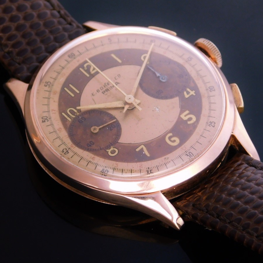 ★★★ ERNEST BOREL Co ★★★  “18K Solid Rose Gold -PRIMA- Tropical Chronograph Dial★18金無垢ローズゴールド　”プリマ” トロピカルクロノグラフダイアル  Ref.8373/Cal.23のサムネイル