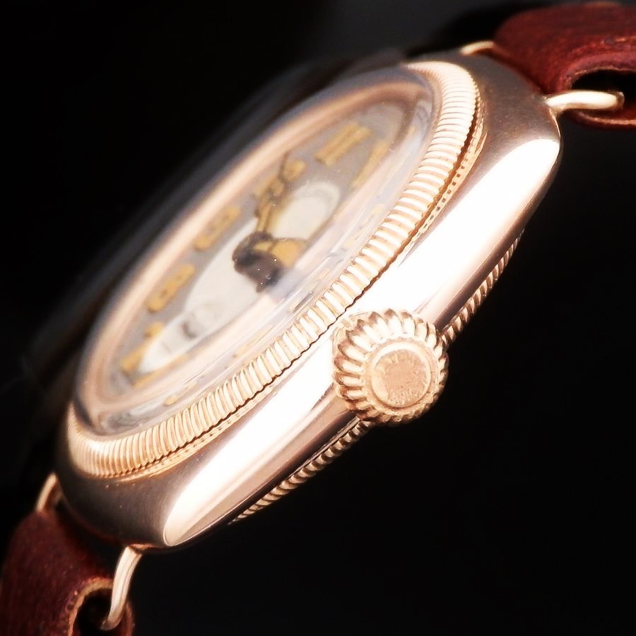 ★★★ R O L E X ★★★ THE FIRST OYSTER “9K SOLID ROSE GOLD CUSHION” NEEDED BEZEL☆幻の逸品1927年頃製造極上品★ロッレクス ファーストオイスターモデル クッション★9金無垢ローズゴールドのサムネイル