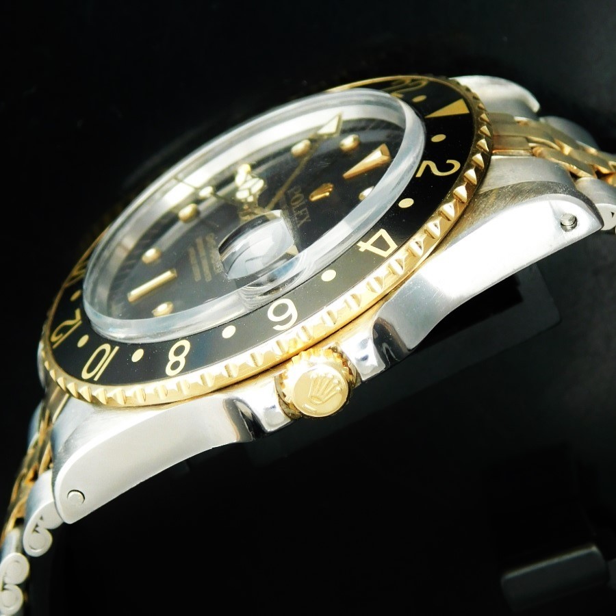 ★★★ R O L E X ★★★ 14CT GOLD & STAINLESS STEEL “GMT-MASTER” FINAL GLOSS BLACK W/NIPPLE INDEX☆激激希少1979年2’ndファイナル☆ブラックグロスダイアル★ロレックス GMTマスターRef.1675/3★Ref.6251Hブレス・FF.55☆Cal.1570ハックのサムネイル