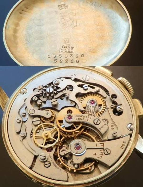 ☆稀少金無垢☆14K☆ユニバーサルジュネーブ☆トリコンパックス