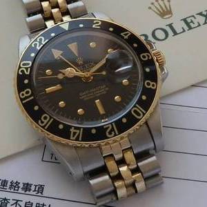 日本ロレックス見積りRef.1675★ロレックス GMTマスター★Cal.1570 フジツボブラック美品