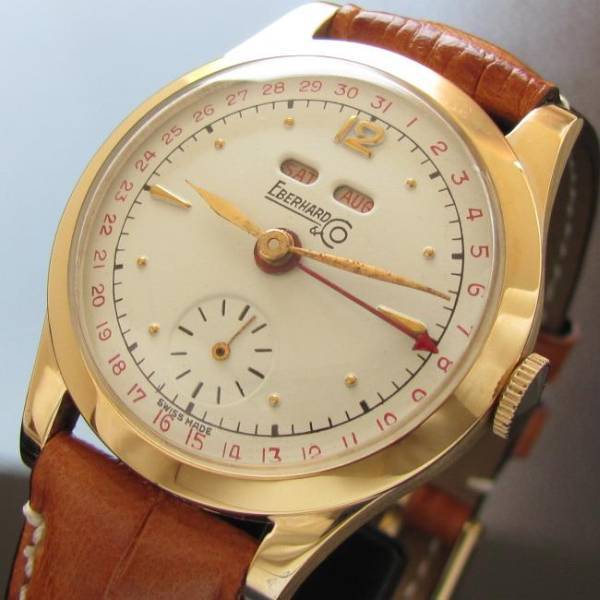 トリプルカレンダー18金無垢シャンパンゴールド☆エベラール☆温度調整  