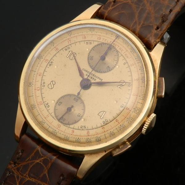 Chronographe suisse 18k gold clearance solid