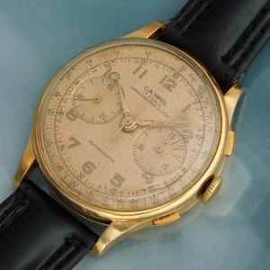 ★★★　CHRONOGRAPHE SUISSE　★★★  CARROL  18K SOLID GOLD “ANTIMAGNATIC” 38mmBIG ROUND★クロノグラフスイス キャロル★18金無垢ピンクゴールド “アンティマグネティック/耐磁” 37mmオーバービッグラウンドケース Cal.51 based