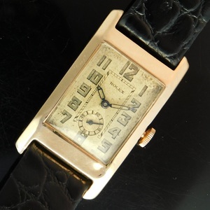 ★★★　ROLEX ★★★  RECTANGULAR “2TONE CROSS DIAL” 9K SOLID RED GOLD☆レクタンギュラ― “オリジナル 2トーンダイアル オールアラビック夜光インデックス” 9金無垢レッドゴールド Cal.10 1/2