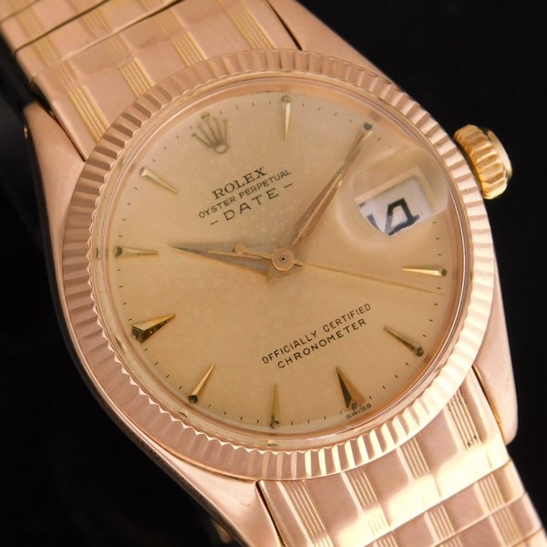 R O L E X All 18K Solid Red Gold “OYSTER DATE” Gay Freres