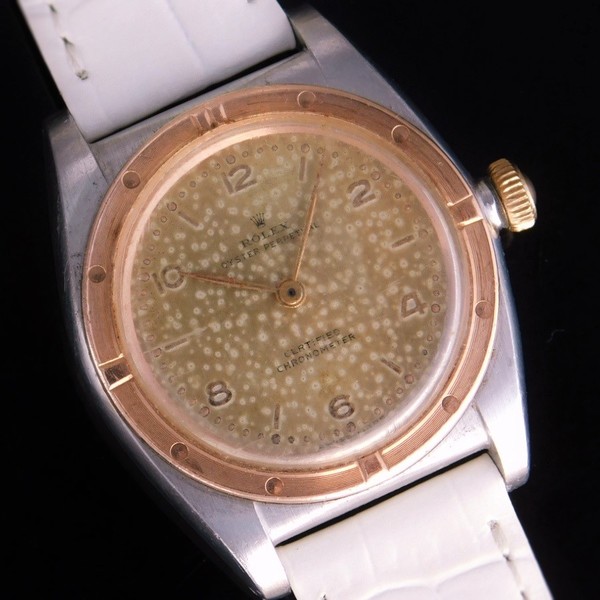 ROLEX 18K Solid Red Gold Needed Bezel “BUBBLEBACK” Tropical Dial 