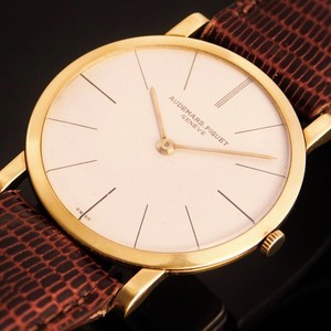 ★★★ AUDEMARS PIGUET ★★★  18K Solid Gold “ROUND ULTRA SLIM ” Cloth In Dial★18金無垢シャンパンゴールド　”ラウンド ウルトラスリム” クロス十字ダイアル