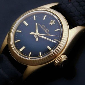 ★★★　R O L E X　★★★  18K Solid Gold “OYSTER PERPETUAL” Ladies -Orignal Black Dial✩18金無垢シャンパンゴールド “オイスター パーペチュアル” 純正ブラックダイアル  Ref.6917/Cal.2030