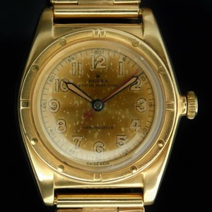 ★★★　ROLEX ★★★  18K Solid Gold “Tropical Dial” W/14KYG Extention Rivet Bracel In 1953★18金無垢イエローゴールド “ロピカルダイアル” W/14金無垢1953年製エクステンションリベットブレス  BUBBLEBACK-Ref.3372/Cal.630NA