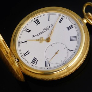 ★★★ I W C ★★★ International Watch Co 18K Solid Gold Hunter 48mm Over “POCKET WATCH” Enamel Dial★18金無垢ハンターケース 48mmオーバー “ポケットウオッチ懐中” エナメルダイアル w/ルイ16世針 Ref.5405/Cal.982