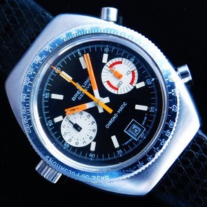 ★★★　BREITLING　★★★  The World’s First Auto Chronograph “CHRONO-MATIC” Oval Case☆世界初自動巻クロノグラフキャリバー11★ブライトリング クロノマット Ref.2114 オーバル★1970年頃製造☆左竜頭・耐磁.耐衝撃.防水ケース