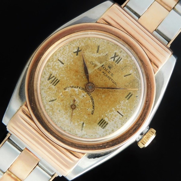 ROLEX Ribbed Engraving Fooded “BUBLEBACK” 18k Solid Rose Gold 