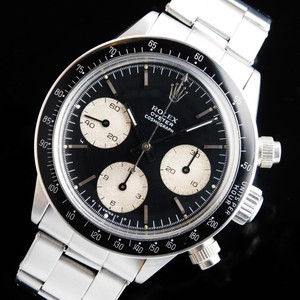 ★★★ R O L E X ★★★ Screw Pusher Chronograph First Model-COSMOGRAPH DAYTONA -Black Plexiglass☆極上ビンテージ1965-69年製造☆ロレックス ギャラ付属★ロレックス デイトナ Ref.6240★700竜頭、溝無1’stプッシャー☆Cal.722