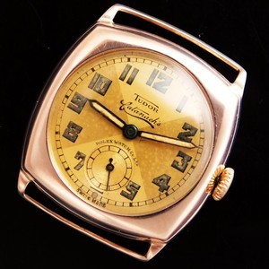 ★★★ TUDOR ★★★ Triple name “TUDOR BY ROLEX WATCH CO Retailer CATANACH’S” 9K Solid Pink Gold Cushion☆幻1936年トリプルネーム☆ハンドレイ社9金無垢ピンクゴールドクッション★チュードル By ロッレクス キャタナチーズ★フォンテメロンCal.59