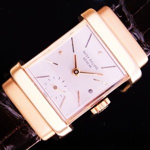 ★★★ PATEK PHILIPPE ★★★ 18K Solid Rose Gold Rectangular – TOP HAT – 18K Rose Gold makers☆激希少1948年アーカイブ付属☆18金無垢ローズゴールド★パテック フィリップ トップハットRef.1450★伝説Cal.9-90☆純正18金無垢ローズ尾錠