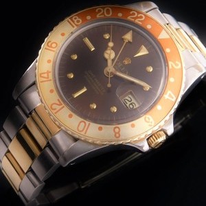 ★★★ R O L E X  ★★★ 14K SOLID GOLD & STAINLESS STEEL “GMT-MASTER” Final Gloss Brown W/NIPPLE INDEX☆激激希少14金無垢コンビモデル最終1979年フジツボ☆タイガーアイ★ロレックス GMTマスター Ref.1675/3★ハック式キャリバー1570当社OH済