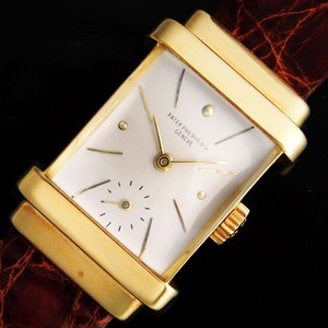 ★★★ PATEK PHILIPPE ★★★ 18K Solid Champagne Gold Rectangular -TOP HAT- 18k Solid Champagne Gold makers☆激希少1942年アーカイブ付属☆18金無垢シャンパンゴールド★パテック フィリップ トップハットRef.1450★伝説Cal.9-90☆純正18金無垢尾錠