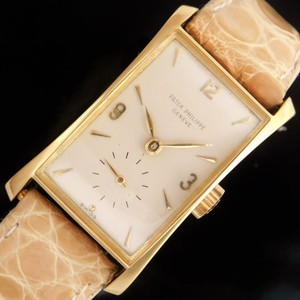 ★★★ PATEK PHILIPPE ★★★ 18K Solid Gold Requtangular – FLARED – 18K Rose Gold makers☆激希少極上品18金無垢☆1952年製造アーカイブ付属★パテック フィリップ フレアード Ref.1539★名機C.9-90