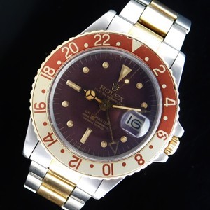 ★★★ ROLEX  ★★★  Oyster Perpetual “GMT-MASTER 2’nd MODEL” Matte Brown☆激激希少1972年フジツボブラウンマットダイアル★ロレックス GMTマスター Ref.1675/3 2’nd★14金無垢SS3連巻コンビブレス7836/3・FF.280