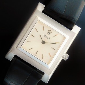 ★★★ ROLEX ★★★ 18K Solid White Gold “THE SQUARE” Pinhole Screw Back Case☆激激希少18金無垢ホワイトゴールド☆キャリバー650★ロレックス ジュネブ Ref.9578★ピンホールスクリューバック式スクエアー