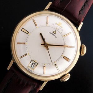 ★★★ LECOULTRE ★★★ 14K SOLID GOLD “MEMODATE” ALL PROOF OF ONE PIECE Ref.2744-911☆激激希少14金無垢34mmオーバー☆1960年代★ルクルト メモデイト Ref.2744-911★名機911手巻きアラームキャリバー