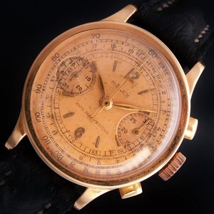 ★★★ ROLEX ★★★ “18K Solid Rose Gold “CHRONOGRAPH ANTI-MAGNETIC” Calatrava Bezel Ref.2811☆幻18金無垢ローズゴールド☆カラトラバベゼル★ロレックス クロノグラフ Ref.2811★13ライン.Cal.VZ☆1937年モデル☆約50本/500本製造