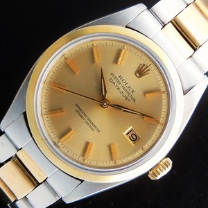 ★★★ ROLEX ★★★ Stainless Steel & “14K Solid Gold Smooth Bezel” Radium Luminous In 1962 DATEJUST Ref.1600/Cal.1560☆極上1962年製造14金無垢コンビ☆スムースベゼル★ロレックス デイトジャスト Ref.1600★ラジウム夜光当時ダイアル☆18Kコンビブレス