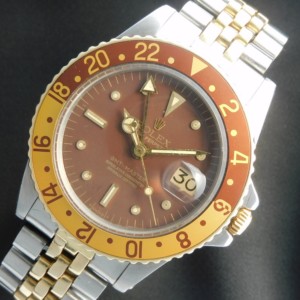 激激稀少14k&SSブラウンコンビフジツボ★ROLEXロレックス GMTマスター Ref.1675/3★Cal.1575☆USジュビリーブレス