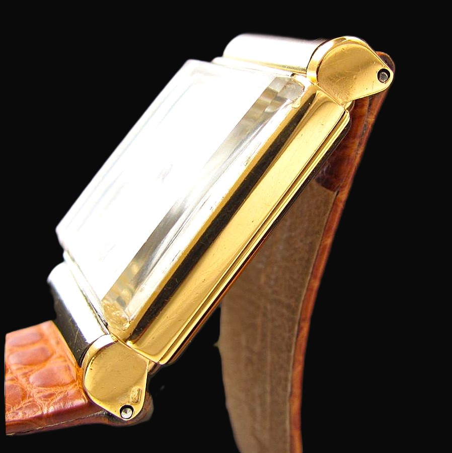 PATEK PHILIPPE HOODED RECTANGULAR 18K SOLID GOLD Ref.1438 Cal.9-90 18金無垢シャンパンゴールド フーデッド パテック フィリップのサムネイル