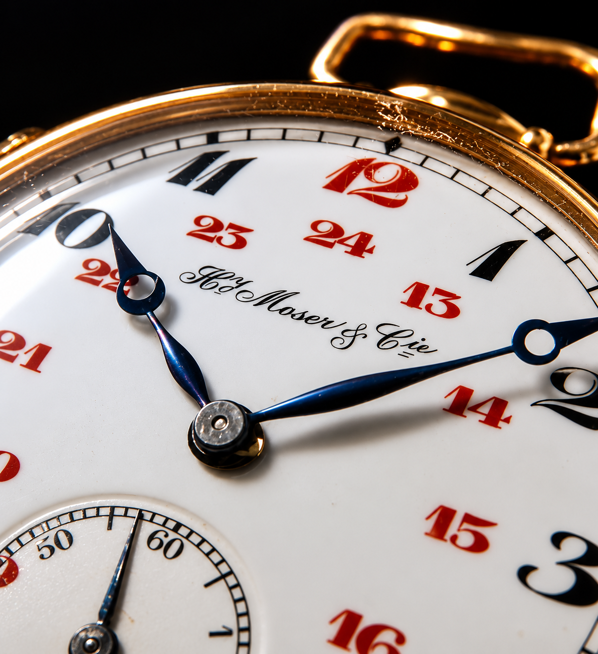 H.Moser & Cie Johann Heinrich Moser Hunter Trench 9k Solid gold Case Circa 1920 ヨハン・ハインリッヒ・モーザ 9金無垢 ハンタートレンチケース 1920年頃 幻の逸品 H・モーザー ポーセリング文字盤のサムネイル