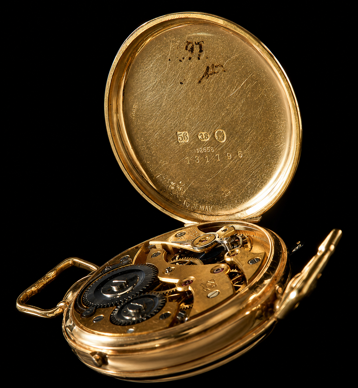H.Moser & Cie Johann Heinrich Moser Hunter Trench 9k Solid gold Case Circa 1920 ヨハン・ハインリッヒ・モーザ 9金無垢 ハンタートレンチケース 1920年頃 幻の逸品 H・モーザー ポーセリング文字盤のサムネイル
