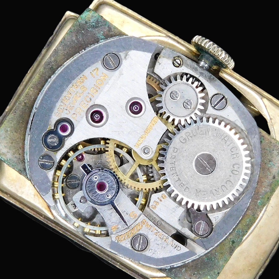 激希少1940年代製造14金無垢カーブド(湾曲)レクタンギュラー★グリュエン カーベックス(湾曲) Ref.440 488★Cal.440カーブド(湾曲)機のサムネイル