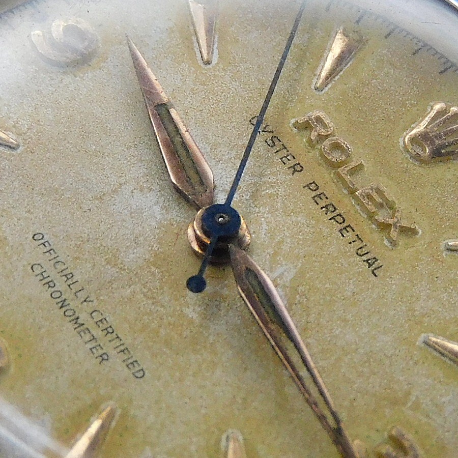 10金無垢シャンパーンゴールド彫金ベゼル★ロレックス オイスターパーペチュアル セミバブルバック Ref.6085★Cal.645☆1953年製造のサムネイル