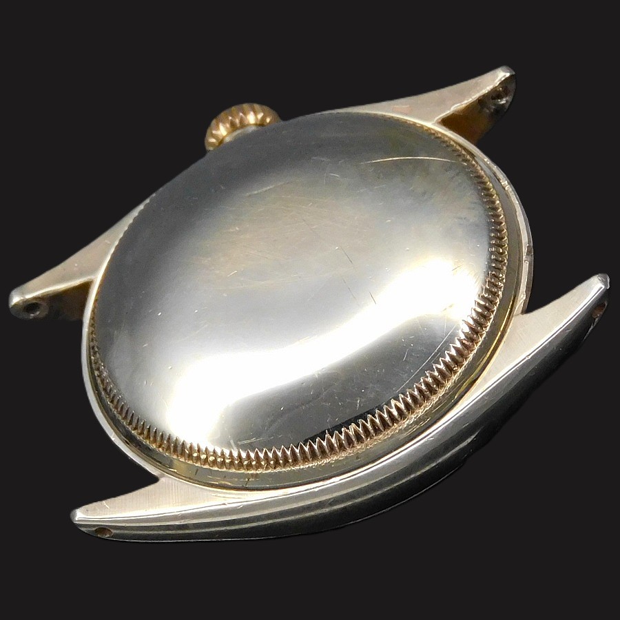 10金無垢シャンパーンゴールド彫金ベゼル★ロレックス オイスターパーペチュアル セミバブルバック Ref.6085★Cal.645☆1953年製造のサムネイル