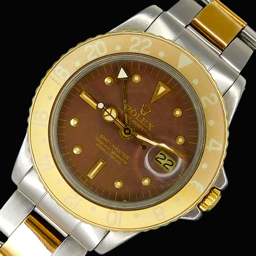 激希少☆14金無垢ブラウンフジツボ1970年製造★ロレックス GMTマスターRef.1675/3★Cal.1575☆3連巻きコンビ7836/3のサムネイル