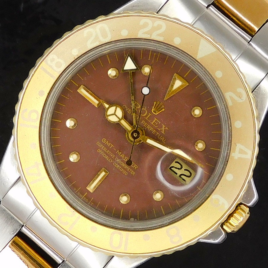 激希少☆14金無垢ブラウンフジツボ1970年製造★ロレックス GMTマスターRef.1675/3★Cal.1575☆3連巻きコンビ7836/3のサムネイル