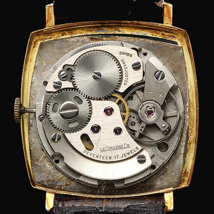 18金無垢31mmオーバーワイドクッション★ジャガールクルト クラブ Ref.200601★ライトブラウン文字盤☆キャリバー900.10☆21600振動のサムネイル