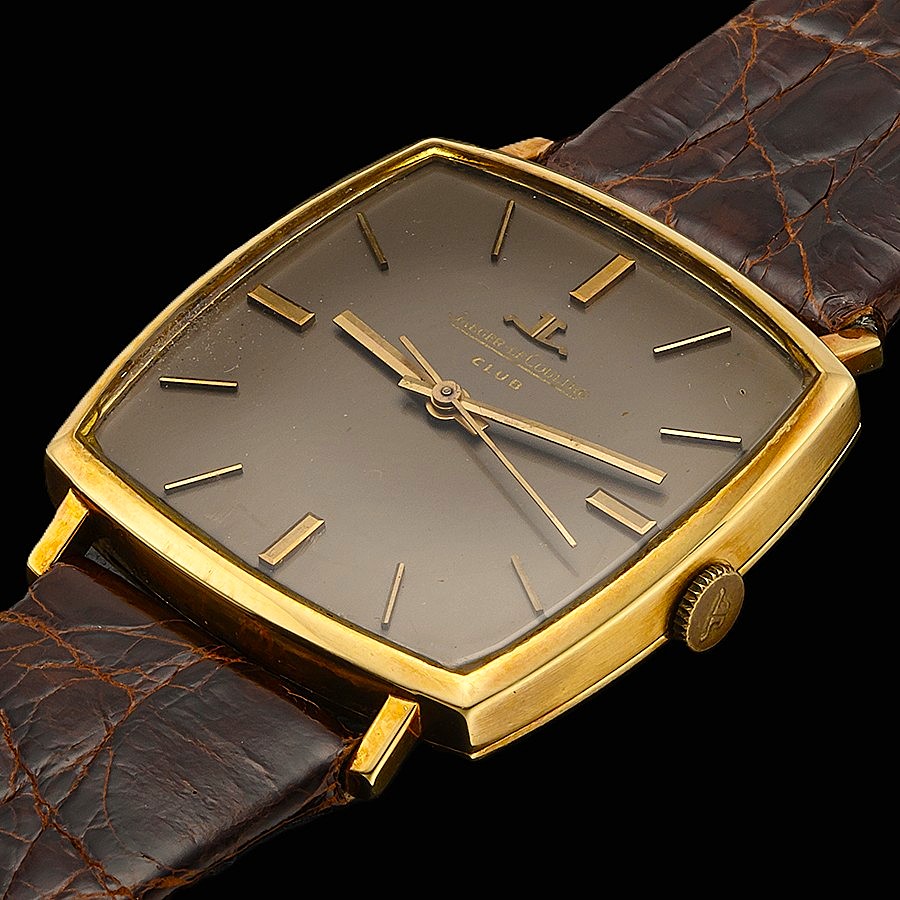 18金無垢31mmオーバーワイドクッション★ジャガールクルト クラブ Ref.200601★ライトブラウン文字盤☆キャリバー900.10☆21600振動のサムネイル