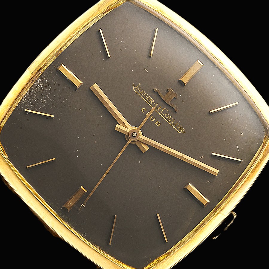 18金無垢31mmオーバーワイドクッション★ジャガールクルト クラブ Ref.200601★ライトブラウン文字盤☆キャリバー900.10☆21600振動のサムネイル