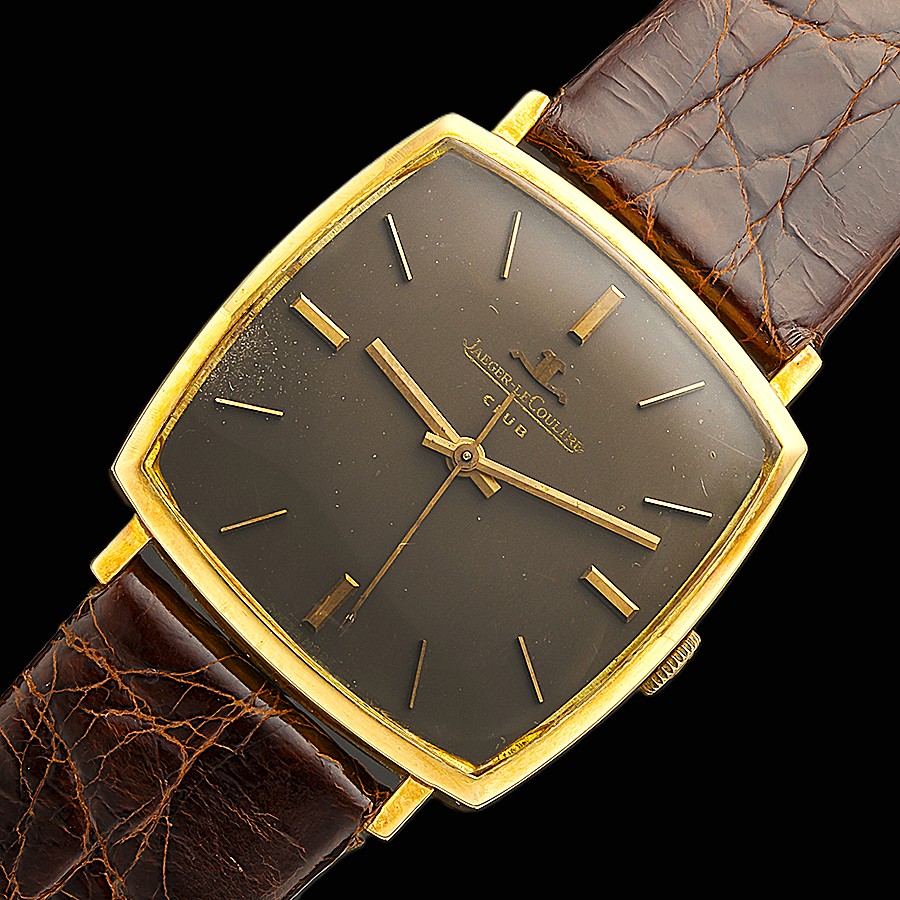 18金無垢31mmオーバーワイドクッション★ジャガールクルト クラブ Ref.200601★ライトブラウン文字盤☆キャリバー900.10☆21600振動のサムネイル