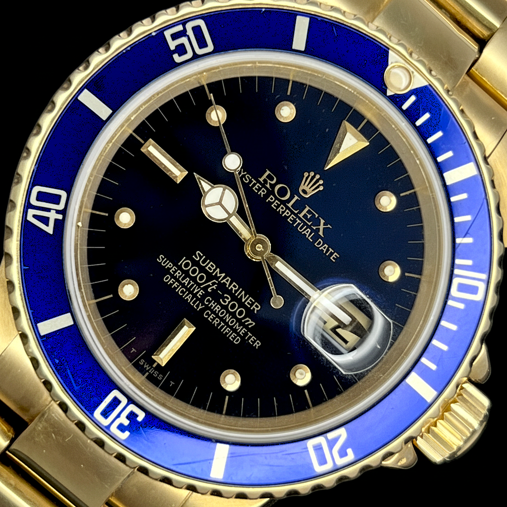 希少1984年フジツボファイナル! 18金無垢青サブ★ロレックス オイスターデイト Ref.16808★ブルー光沢文字盤☆Cal.3035ブレスRef.92908のサムネイル