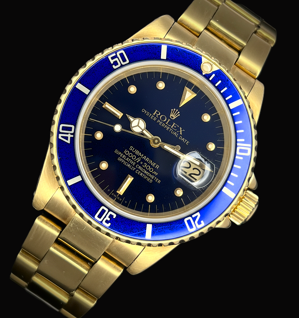 希少1984年フジツボファイナル! 18金無垢青サブ★ロレックス オイスターデイト Ref.16808★ブルー光沢文字盤☆Cal.3035ブレスRef.92908のサムネイル
