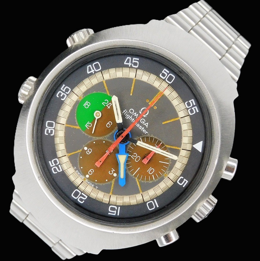 1969年モデル☆ボルケーノSSモノコックケース★オメガ フライトマスター 1’stモデル Ref.145.013☆名機Cal.910 GMTクロノグラフ 回転ベゼルのサムネイル