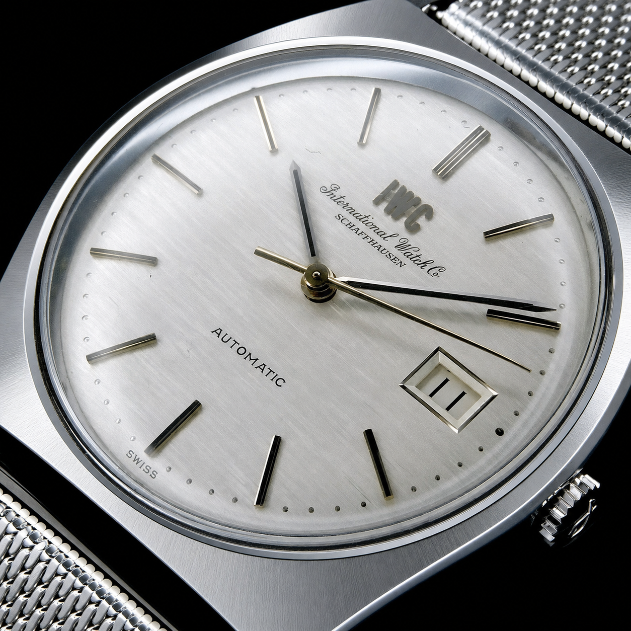 極上美品1974年頃デッドストック級37mmオーバーbigケース★IWC オールドインター Ref.1833★純正メッシュブレスレット☆最終自動巻き8541Bのサムネイル