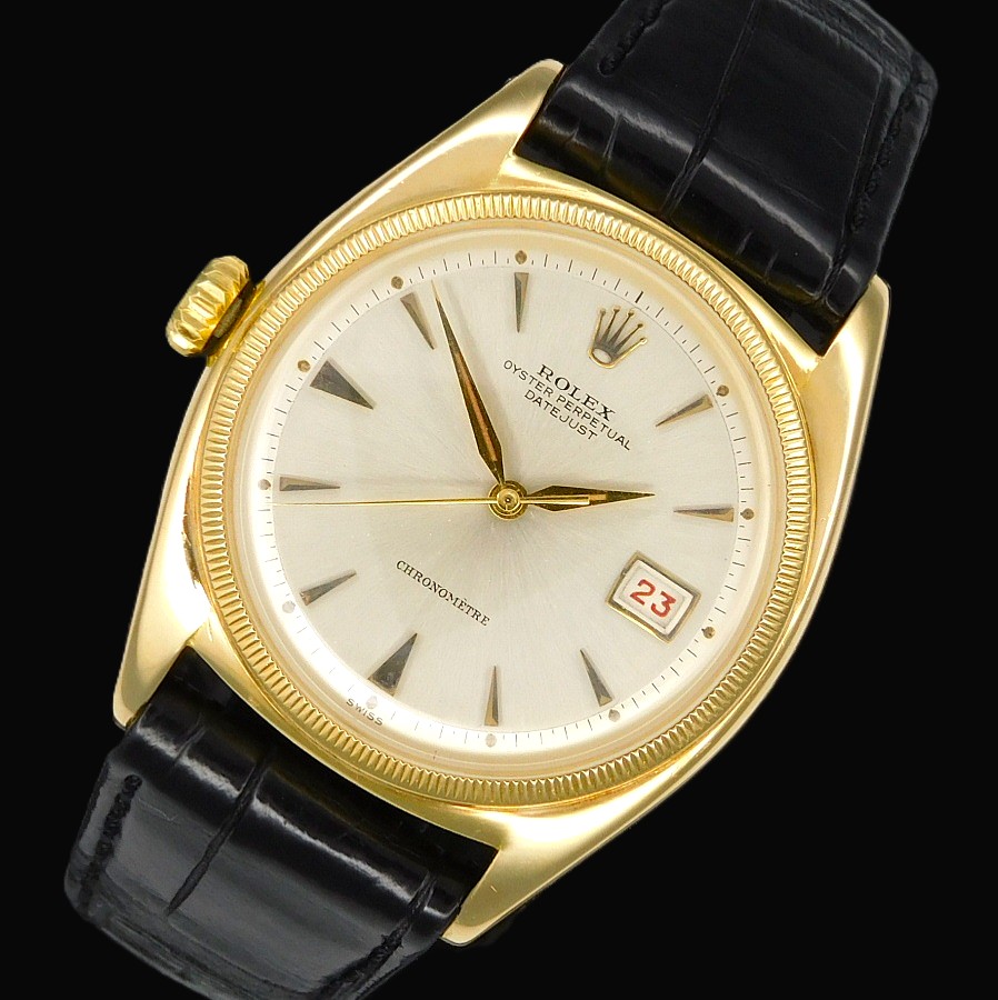 Rolex Datejust Third Model Ref.6105 “LEFTY” 18k Solid gold Cal.745 Chronometre Single Letter / デイトジャスト 6105 サードモデル レフティー 左竜頭 18金無垢のサムネイル