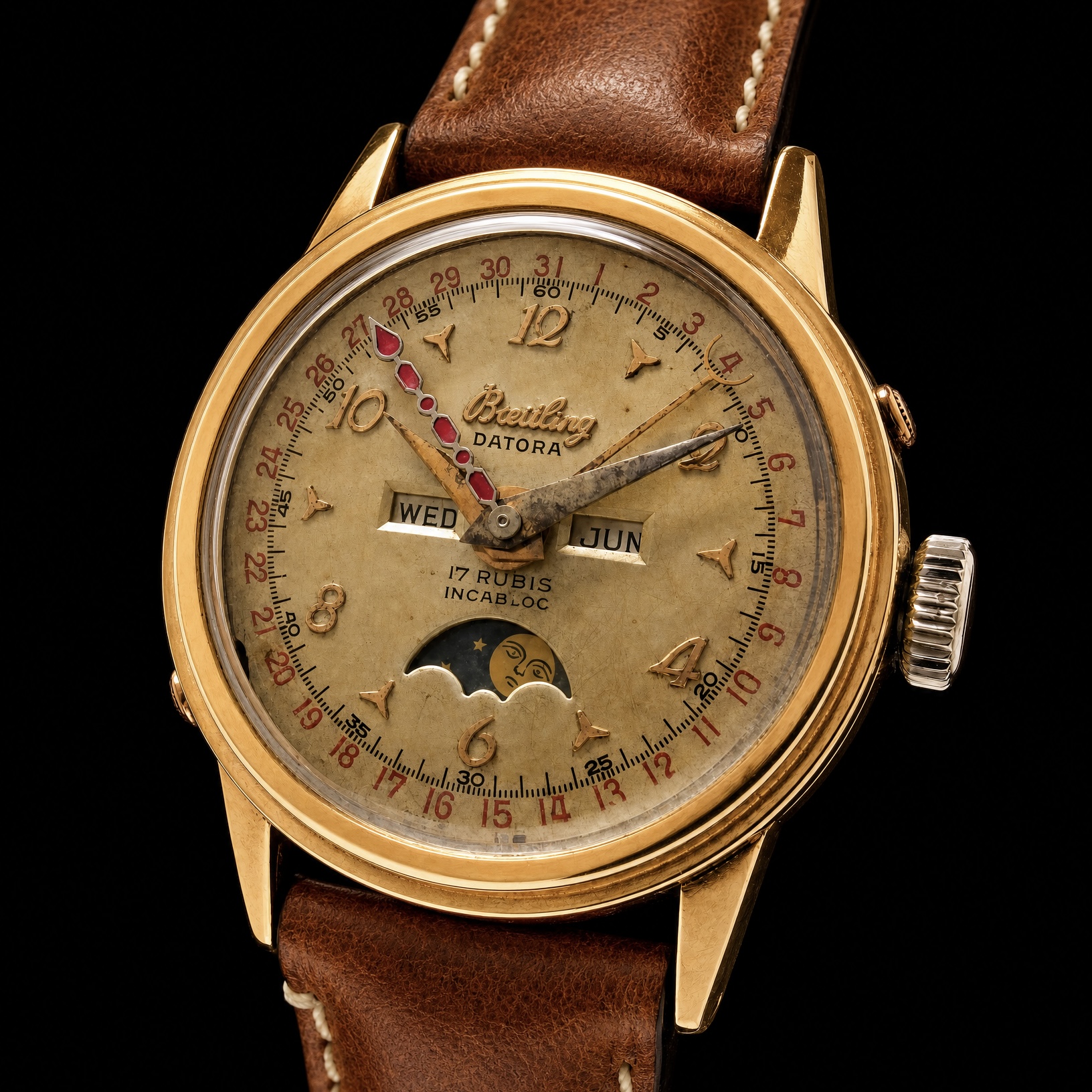 BREITLING DATORA 18K SOLID GOLD & STAINLESS TRIPLE CALENDAR MOONPHASE Ref.244.94 ブライトリング ダトラ 18金無垢 & スティール　トリプルカレンダー & 月齢のサムネイル