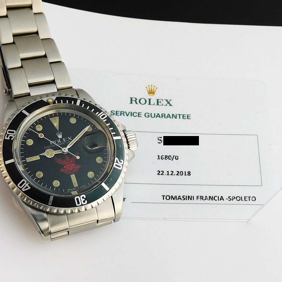 ROLEX OYSTER PERPETUAL DATE SUBMARINER Ref.1680 The national emblem of Thailand “RED GARUDA” Submriner Date 幻の逸品ロレックスOH完了品保証期間中☆タイ国章レッドガルダ★ロレックス サブマリーナ デイト Ref.1680/0★純正箱.ロレックス保証カードのサムネイル