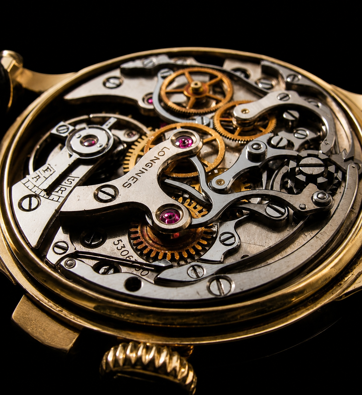 Longines 18K SolidD Gold Chronograph Exotic dial Caliber.GHT/ ロンジン ワンプッシュクロノ Cal.GHT 18金無垢シャンパンゴールド エキゾチック文字盤 のサムネイル